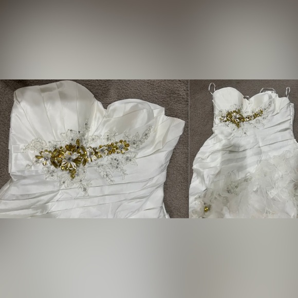 HOT Morilee by Madeline Gardner embellished jewel pleated ruffle wedding dress! - Picture 7 of 12